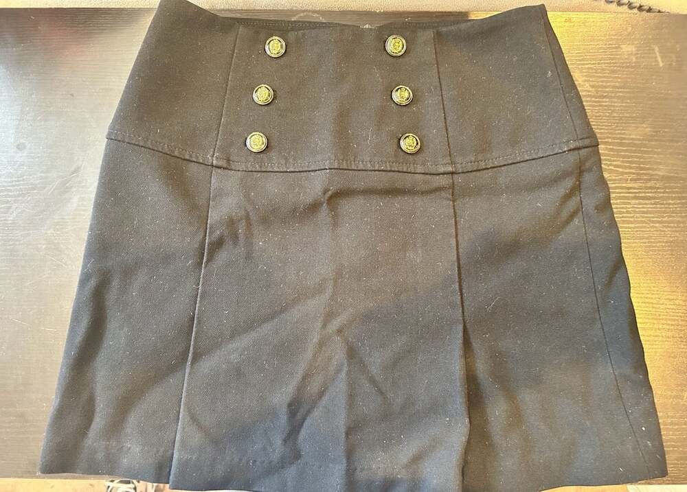 Mango Suit Black High-Waist Sailor Button Mini Skirt Size 2